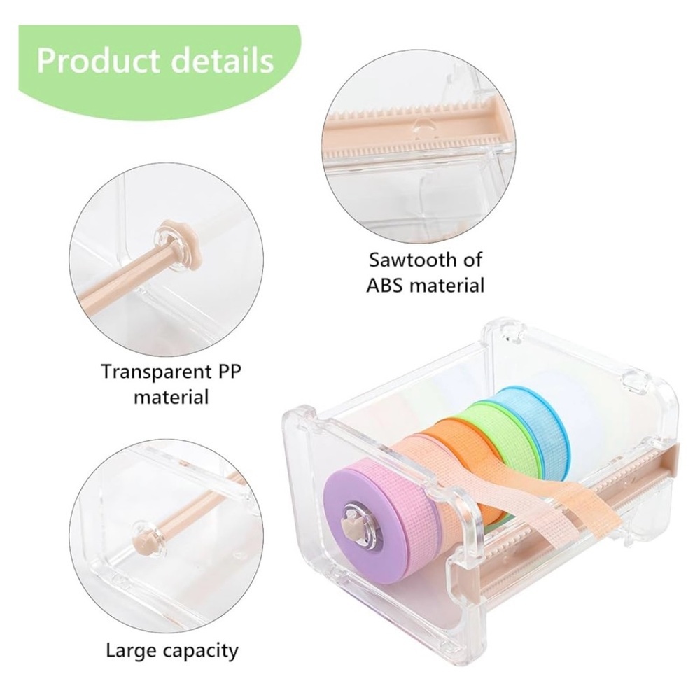 1-4 Pack Washi Tape Dispenser Transparent & Green Acrylic (3 more 4 pack avail) - Picture 6 of 8